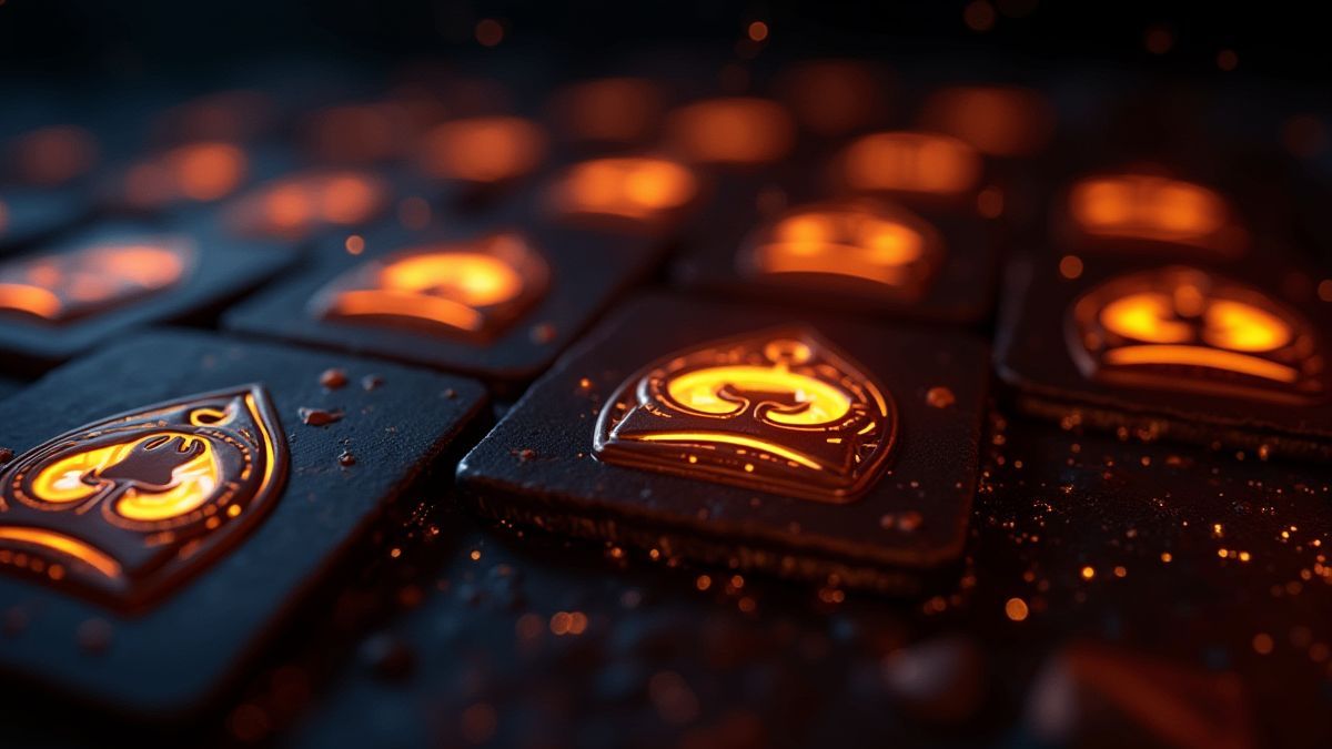 Environnement de casino mystérieux avec des rouleaux brillants.