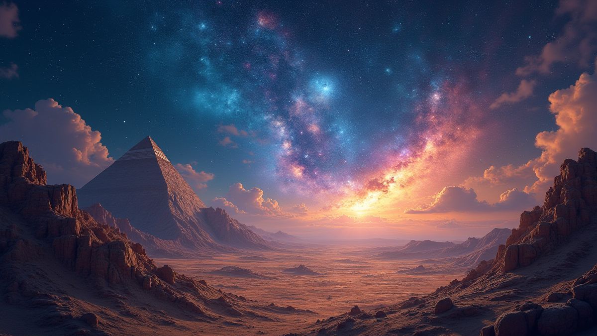 Kosmische Landschaft inspiriert von Ägypten