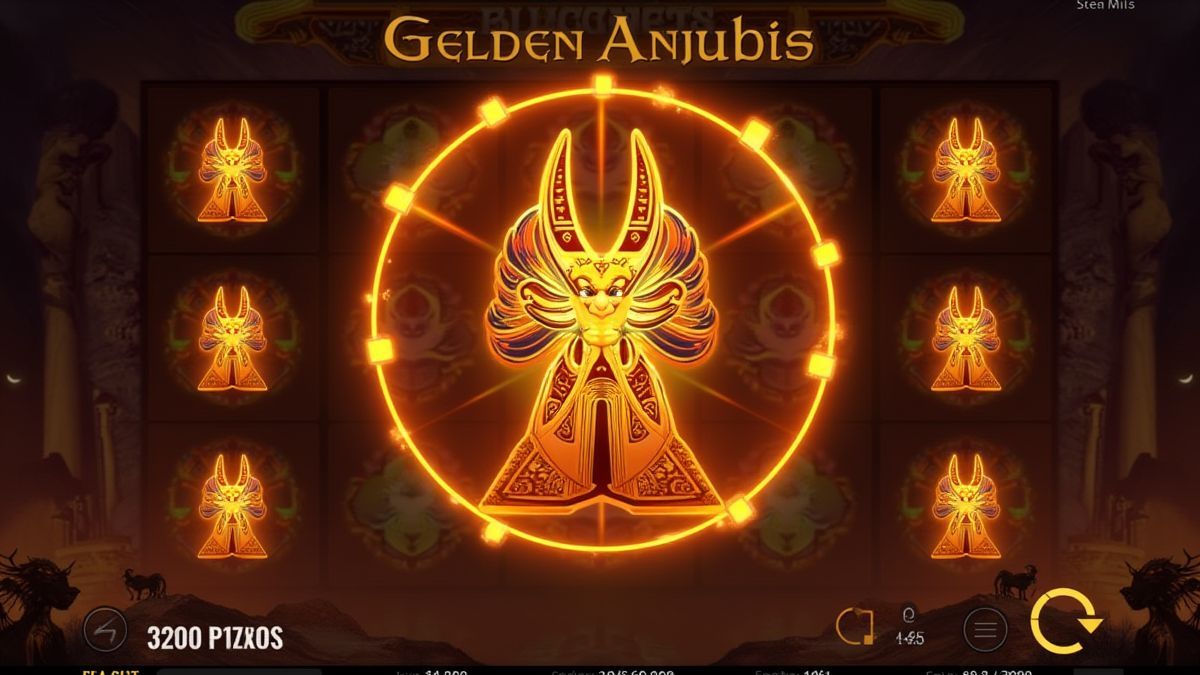 Goldene Anubis-Symbole leuchten auf dem Slot