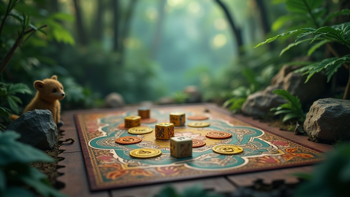 Een magisch bordspel met dobbelstenen en dierenfiches.