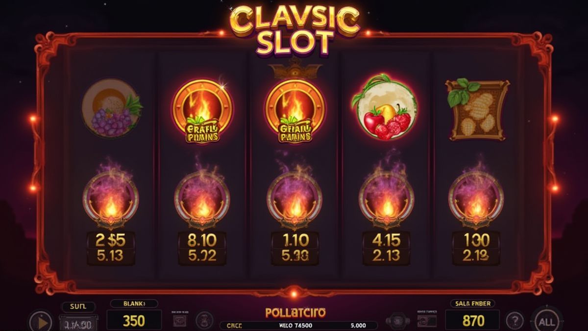 Símbolos clásicos del slot iluminados tras una combinación ganadora.