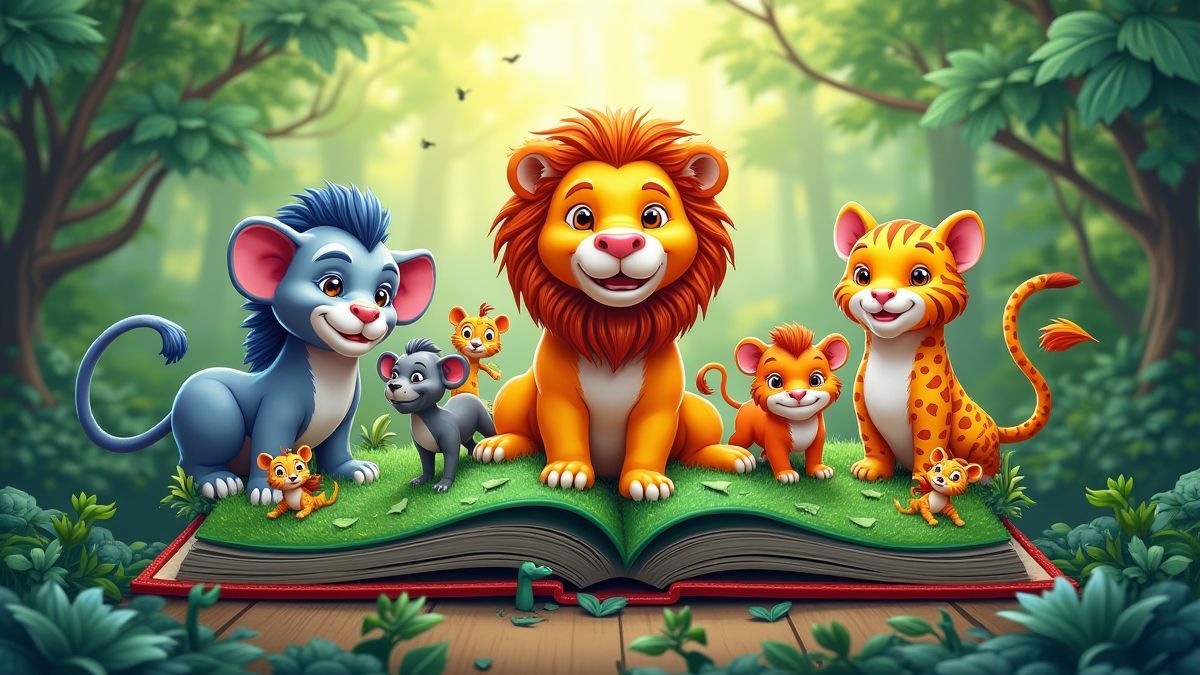 Jungleboek met dieren en junglescenes.