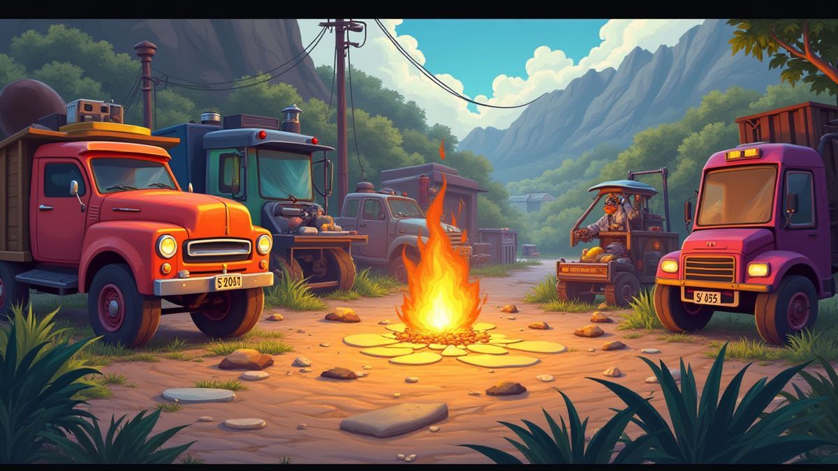 Bonus game scene in Junky Box with scrapyard items