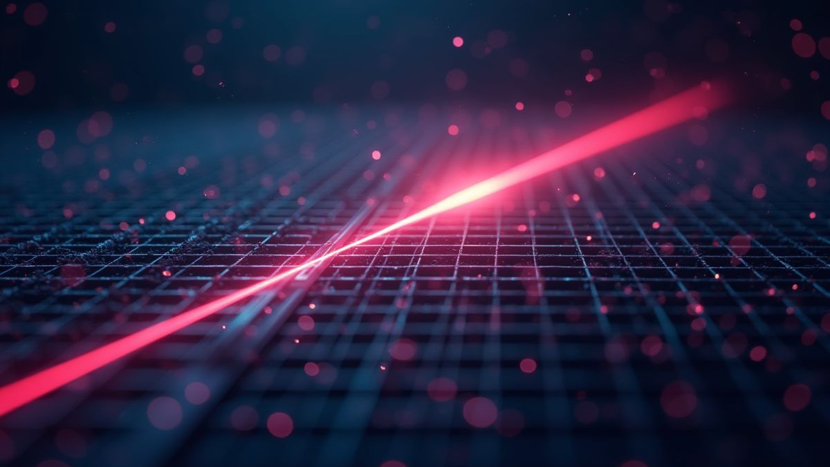 Laser die door een futuristisch raster snijdt
