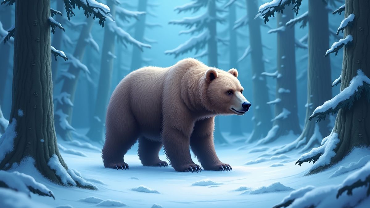 Bär in einem verschneiten Wald, Symbol des Wilds.