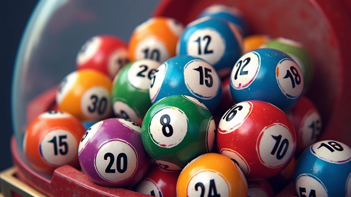 Máquina de lotería con bolas numeradas para el sorteo.