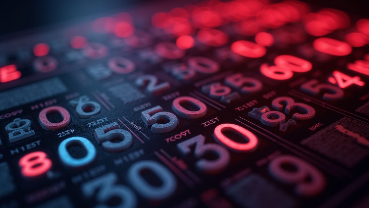 Tablero de keno con números resaltados.