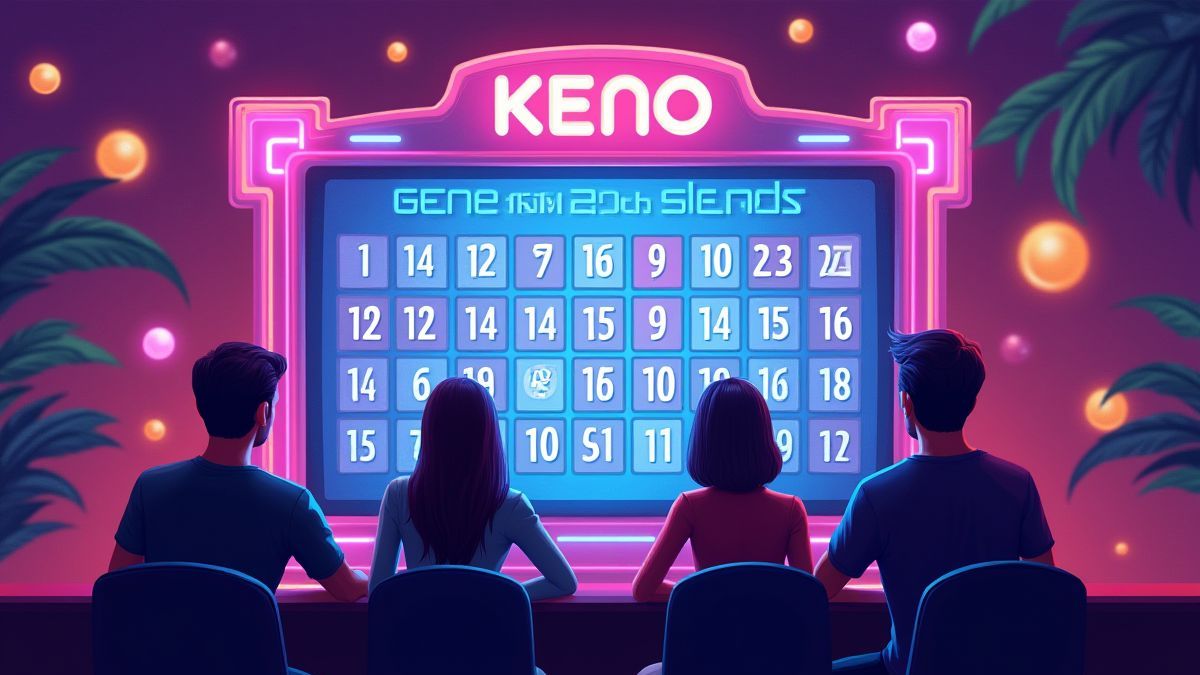 Players enjoying a bright futuristic keno screen.