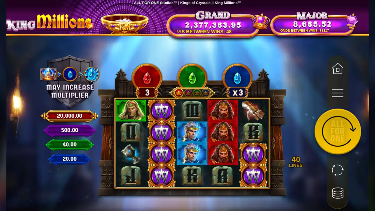 Kings of Crystals II: King Millions base game screen