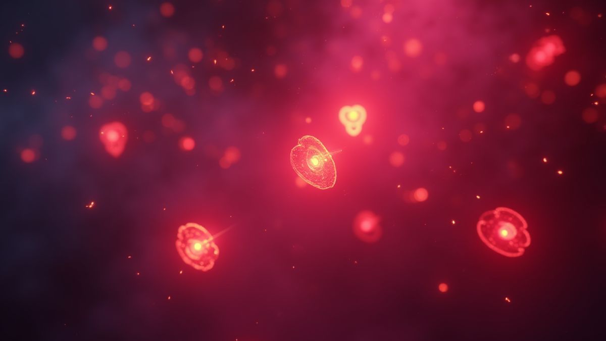 Símbolos scatter brillantes flotando en un entorno con luces de neón y humo.