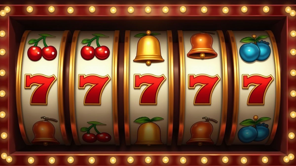 Símbolos clássicos de uma máquina tragamonedas, como cerejas e sinos.
