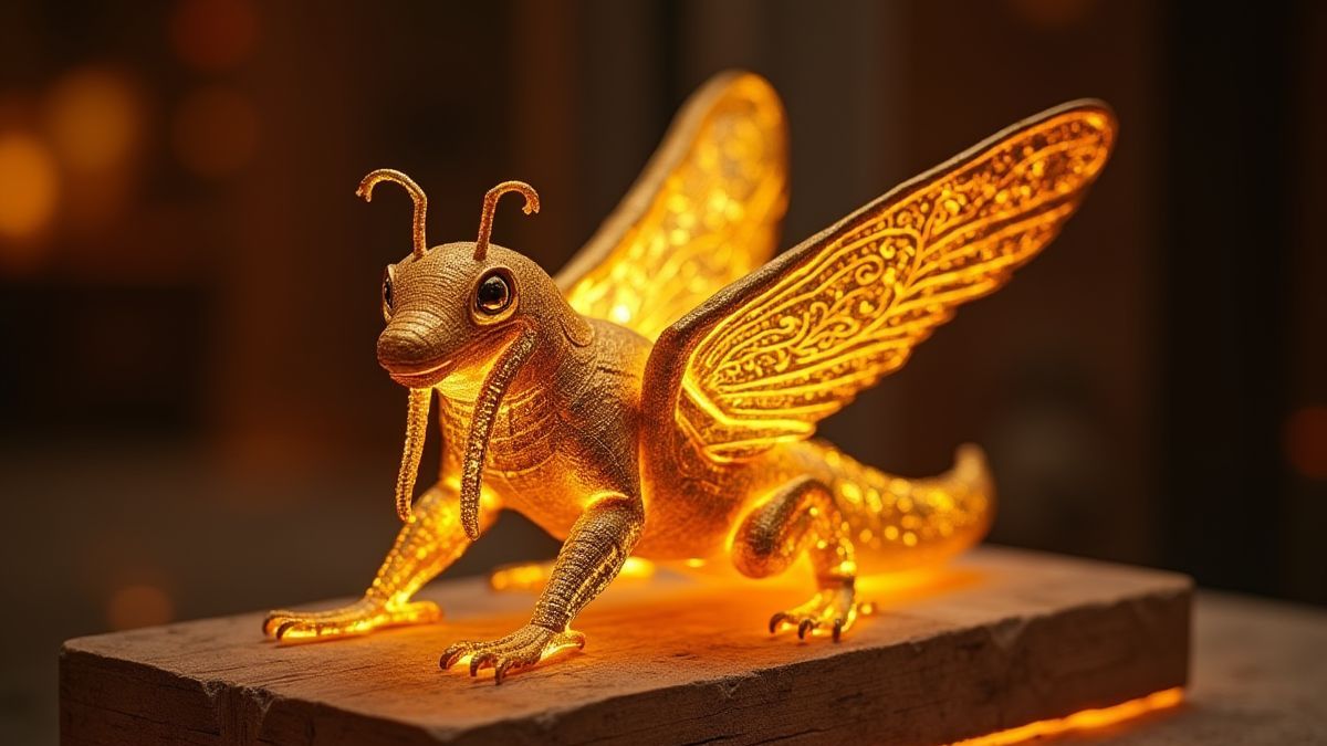 Escarabajo dorado con grabados detallados.