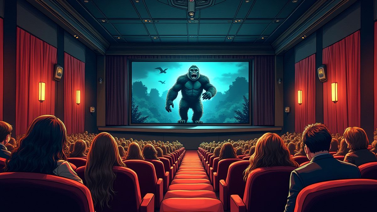 Cinéma ancien montrant le film de King Kong.