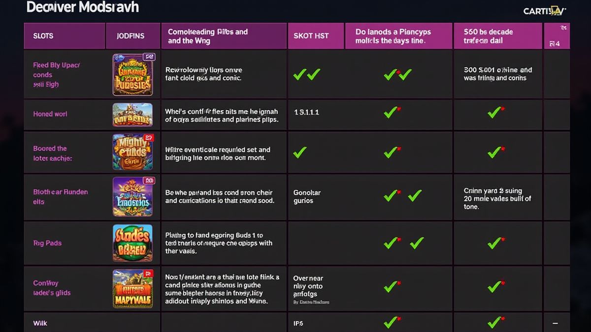 Graphique comparatif des RTP et caractéristiques de différentes machines à sous.