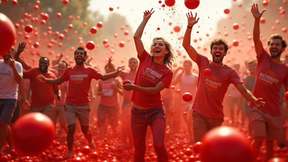 Festival de lanzamiento de tomates lleno de alegría.