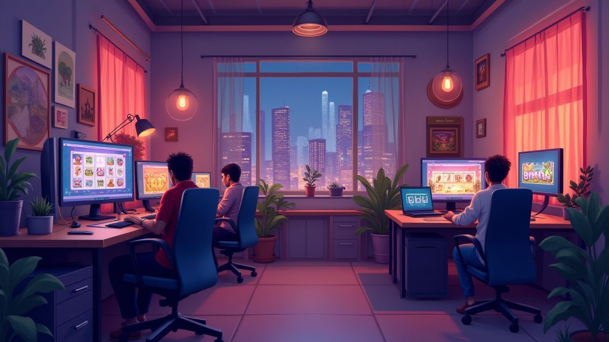 A team of developers working on slots.