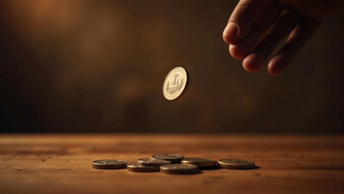 Monnaie tournant dans les airs à l'intérieur d'un saloon.