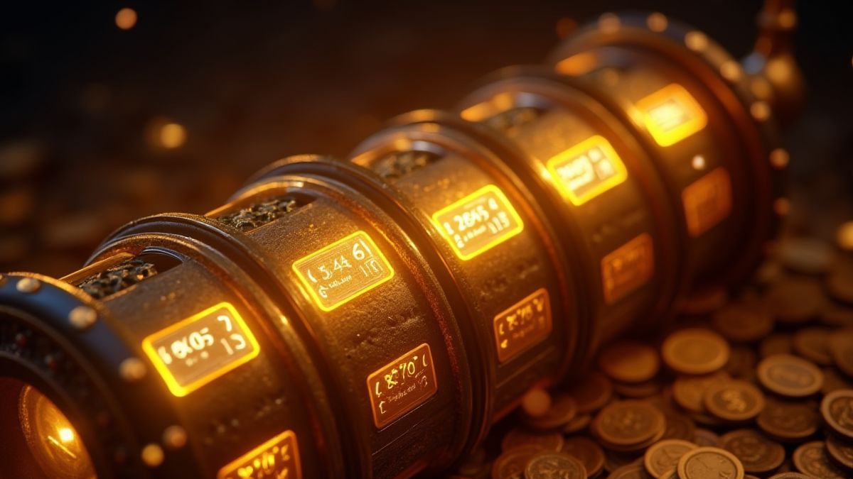 Gouden vierkanten die oplichten op een donkere gokkast.