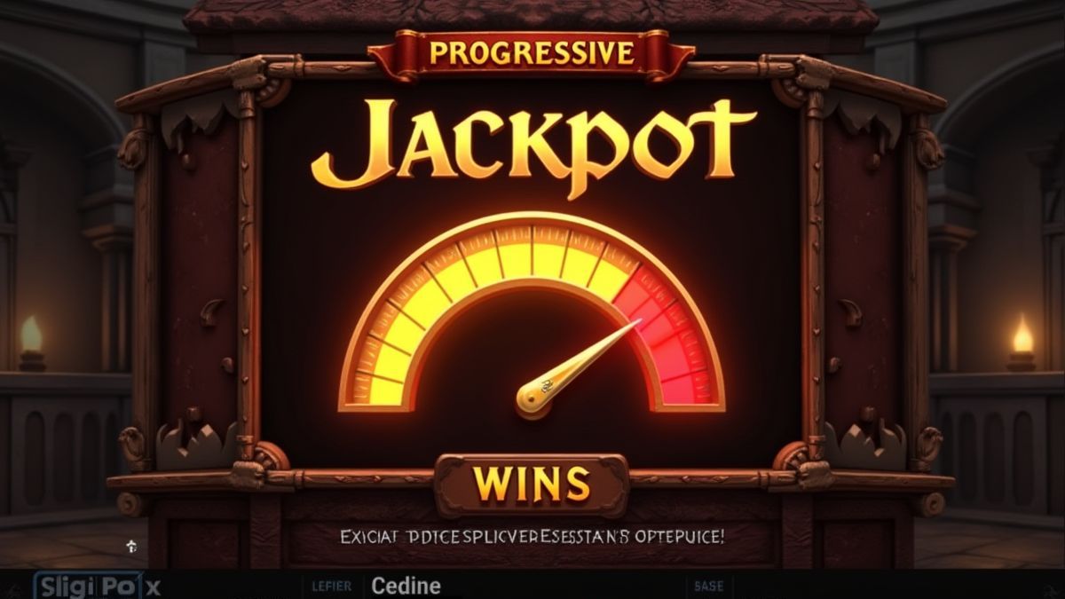 Een heldere progressieve jackpotmeter op een middeleeuws thematische slotinterface.