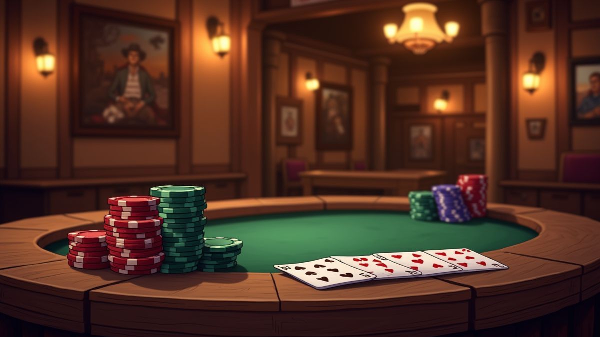 Mesa de póker en un salón del oeste