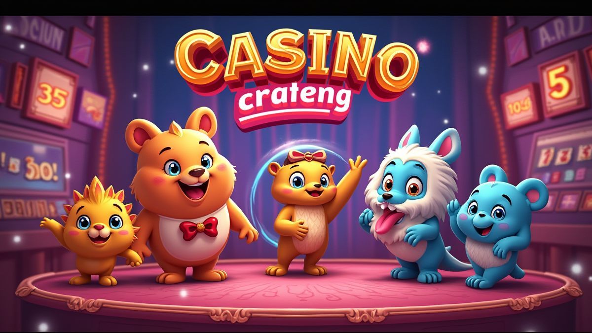 Een vrolijke retro casino sfeer met felle kleuren en blije karakters.