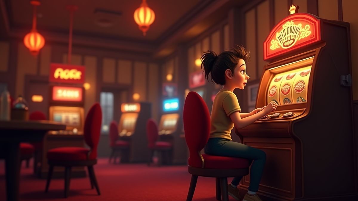 Speler geniet van een klassieke gokkast in een gezellig casino.