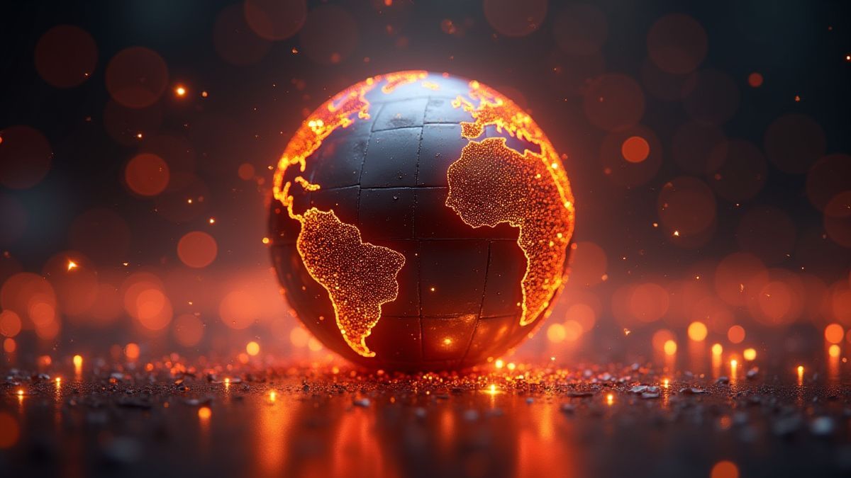 Esfera metálica futurista iluminada.