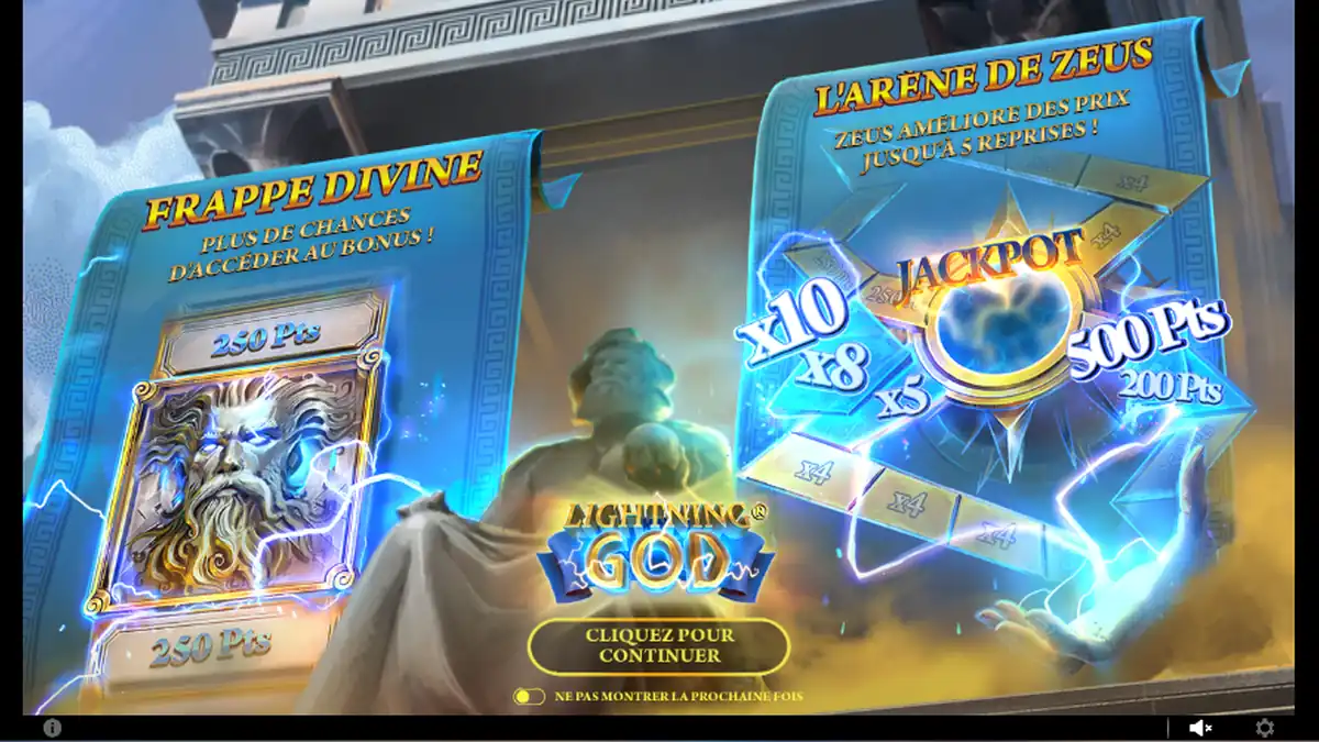 Slide de introdução do Lightning God para God Strike e Zeus Arena