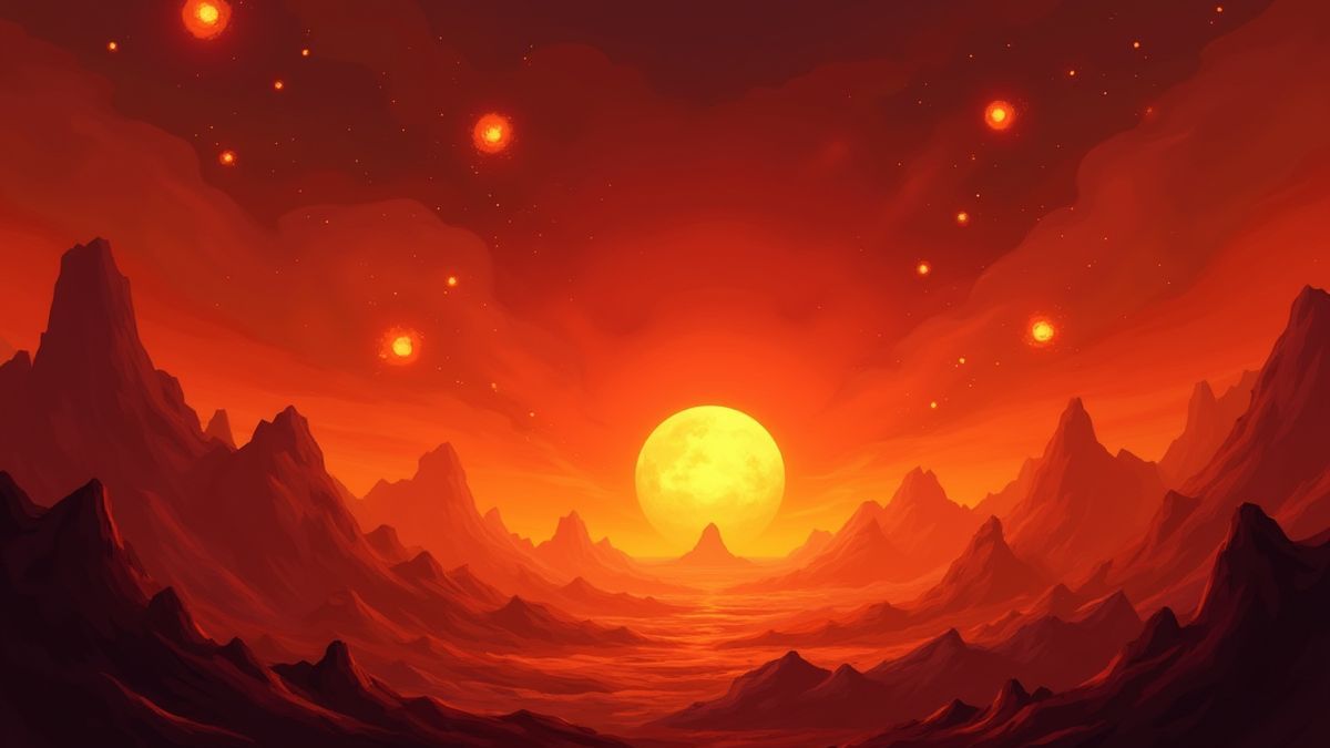Bolas de fuego surcando un paisaje infernal animado.