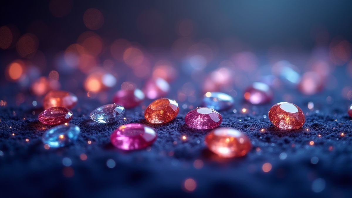 Gemas brillantes sobre fondo de terciopelo
