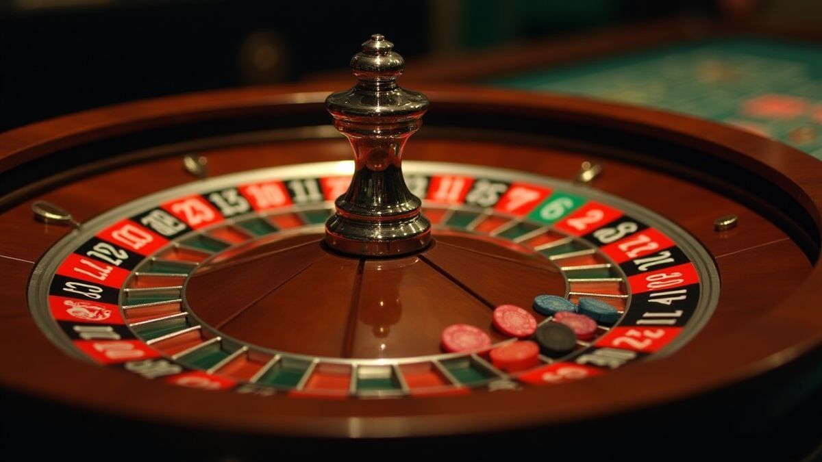 Roulettewiel draait met fiches geplaatst op verschillende nummers.