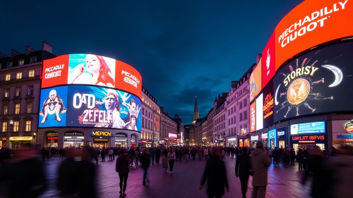 Scène animée de Piccadilly Circus
