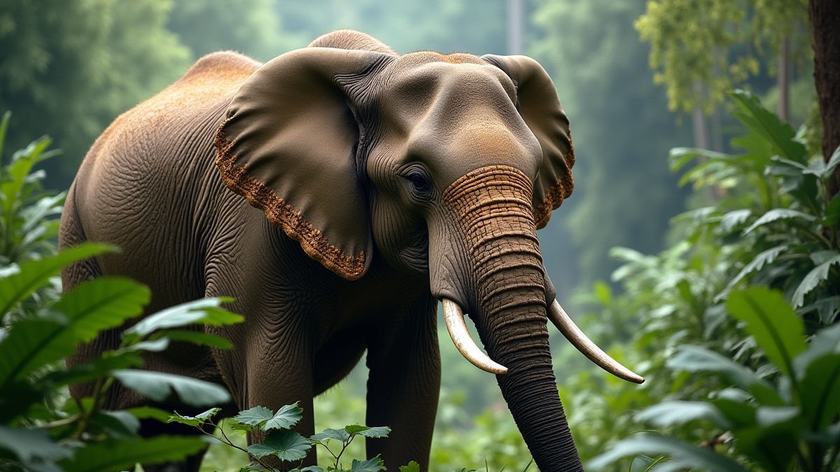 Imagen de un elefante en la jungla.