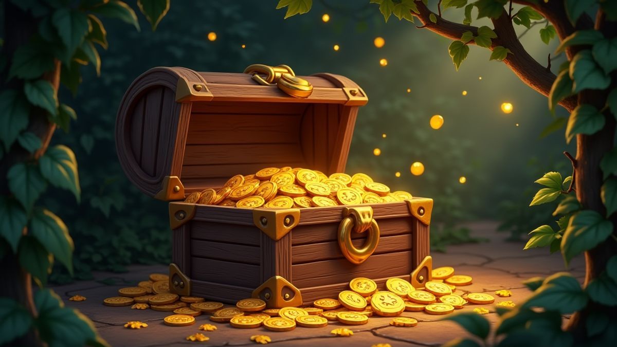 Coffre au trésor plein de pièces et de bijoux