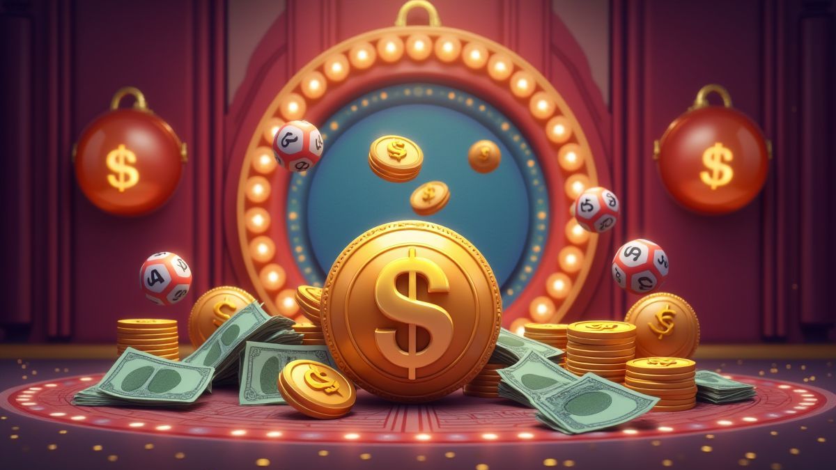 Retro-Casino-Szene mit Lotto-Symbolen