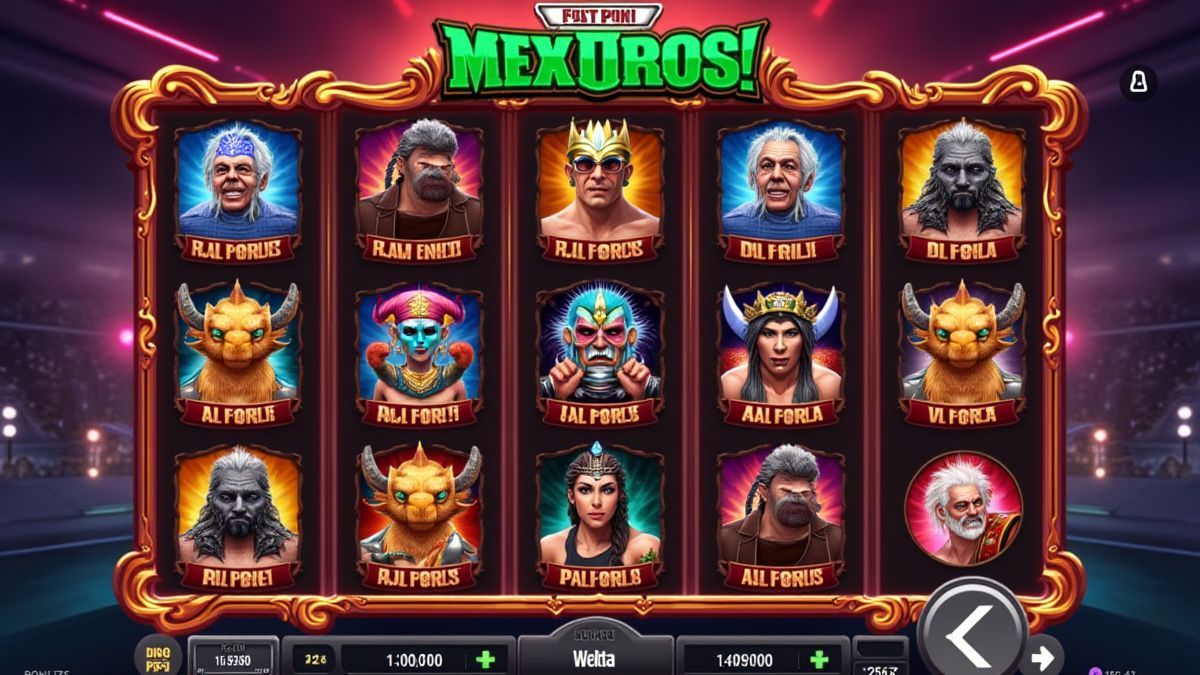 Spel scherm met Mexicaanse worstelen thema