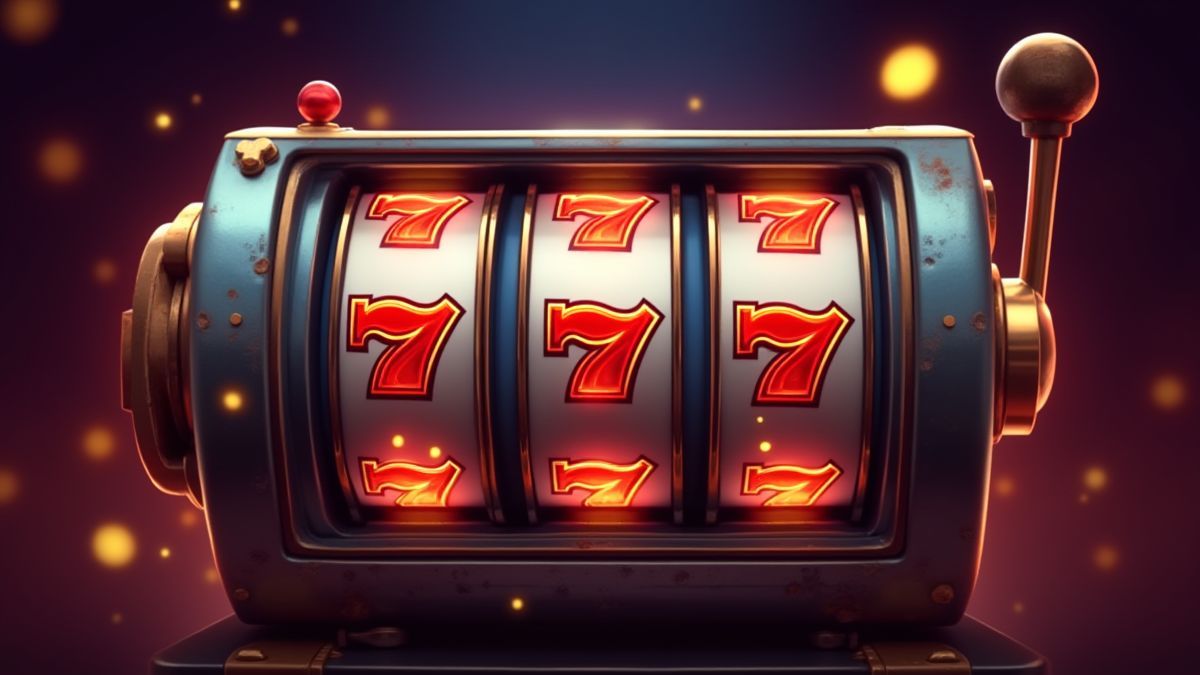 Gokkast met vijf rollen en stralende scatter symbolen op een retro-achtergrond.