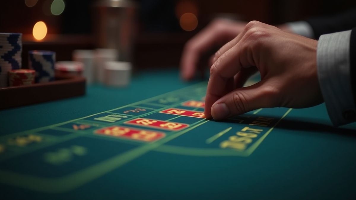 Mano ajustando una apuesta en una interfaz de casino.