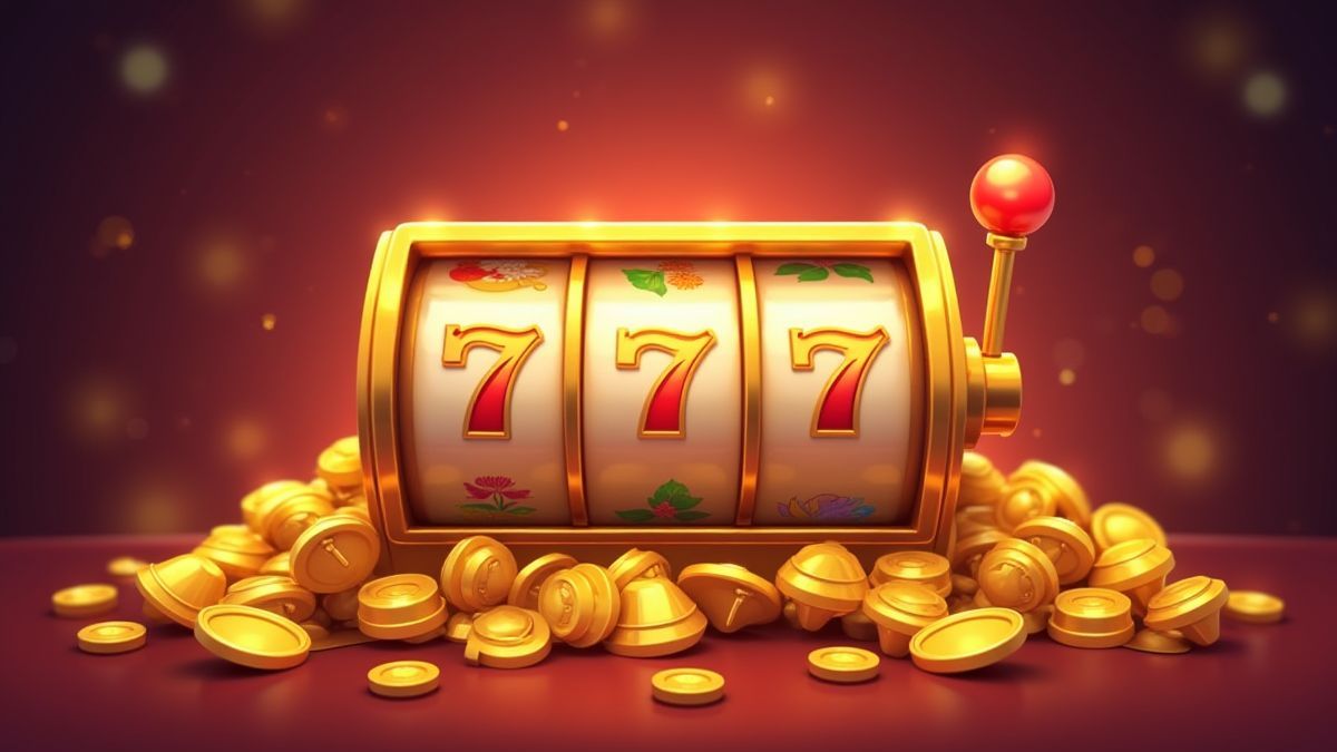 Spielautomat mit leuchtenden goldenen Glocken und Siebenern.