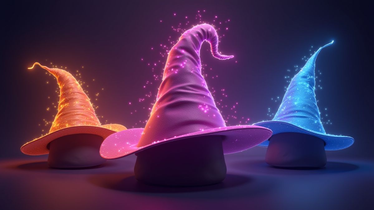 Tres sombreros mágicos irlandeses que contienen multiplicadores.