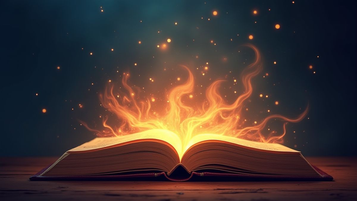 Ein magisches Buch, das in einer mystischen Umgebung aufgeht
