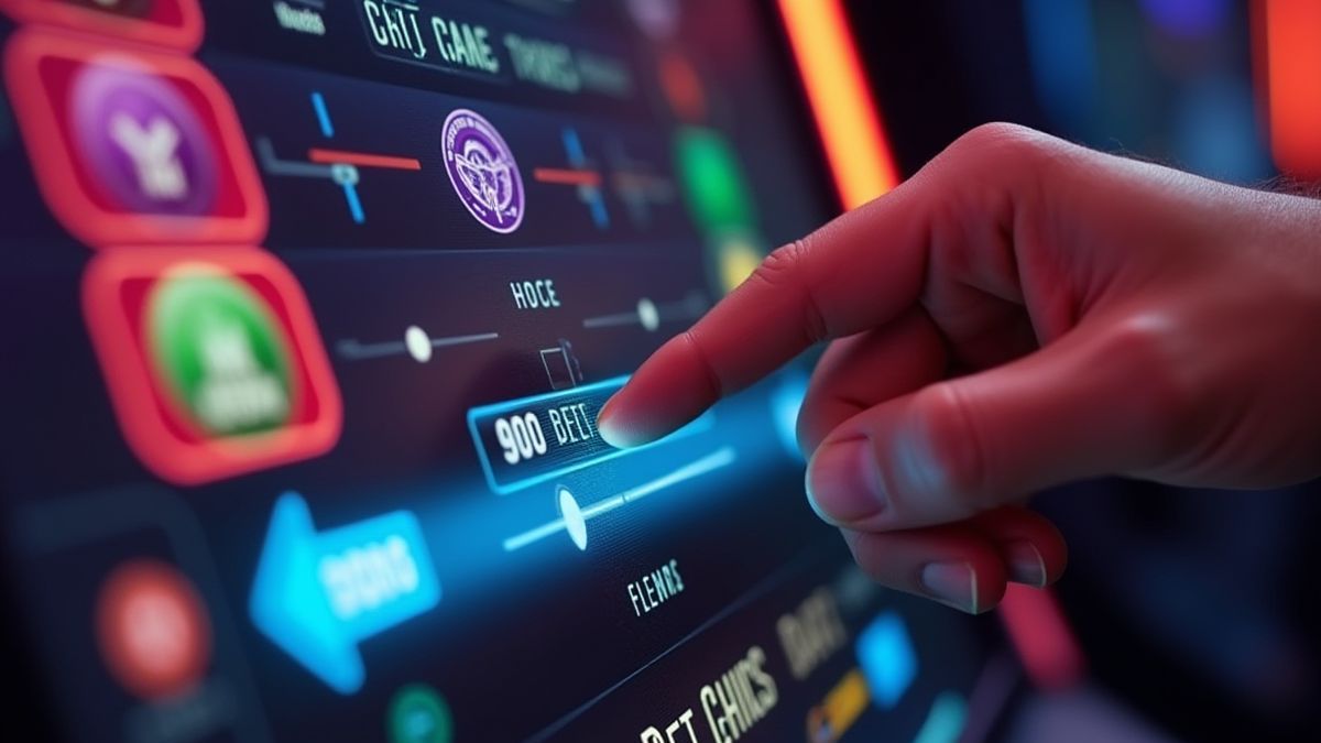 Joueur ajustant une mise sur une interface de casino.