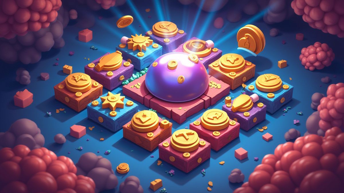 Bonusspiel mit geheimnisvollen Blöcken und Münzen.