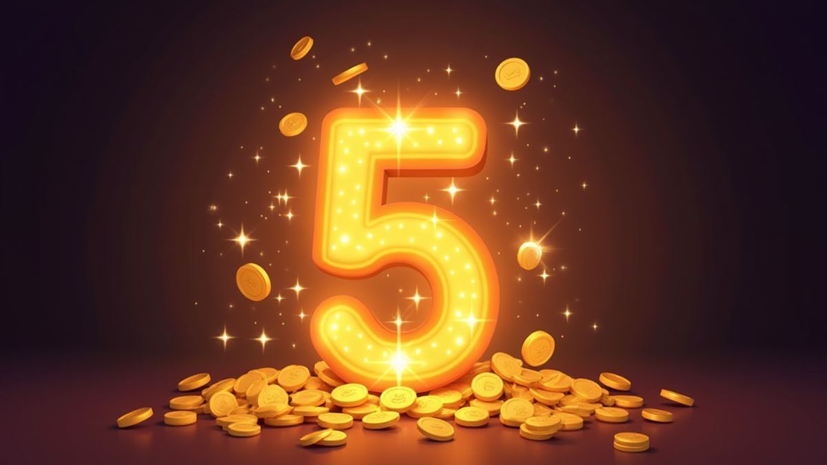 Magisches Zahlensymbol umgeben von Goldmünzen.