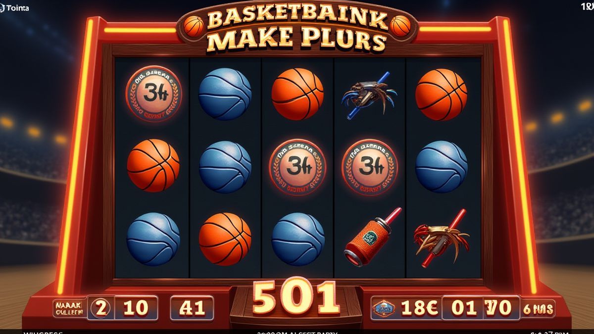 Interface van een basketbalthema slot met een winnende combinatie.