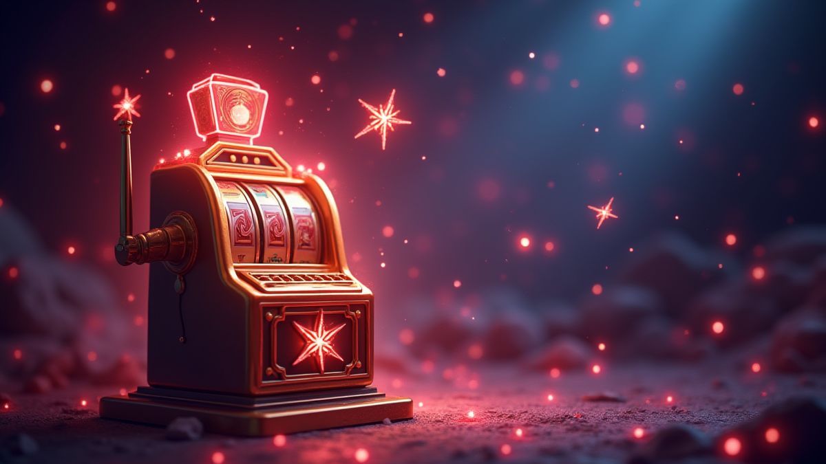 Symboles magiques brillants autour d'une machine à sous.