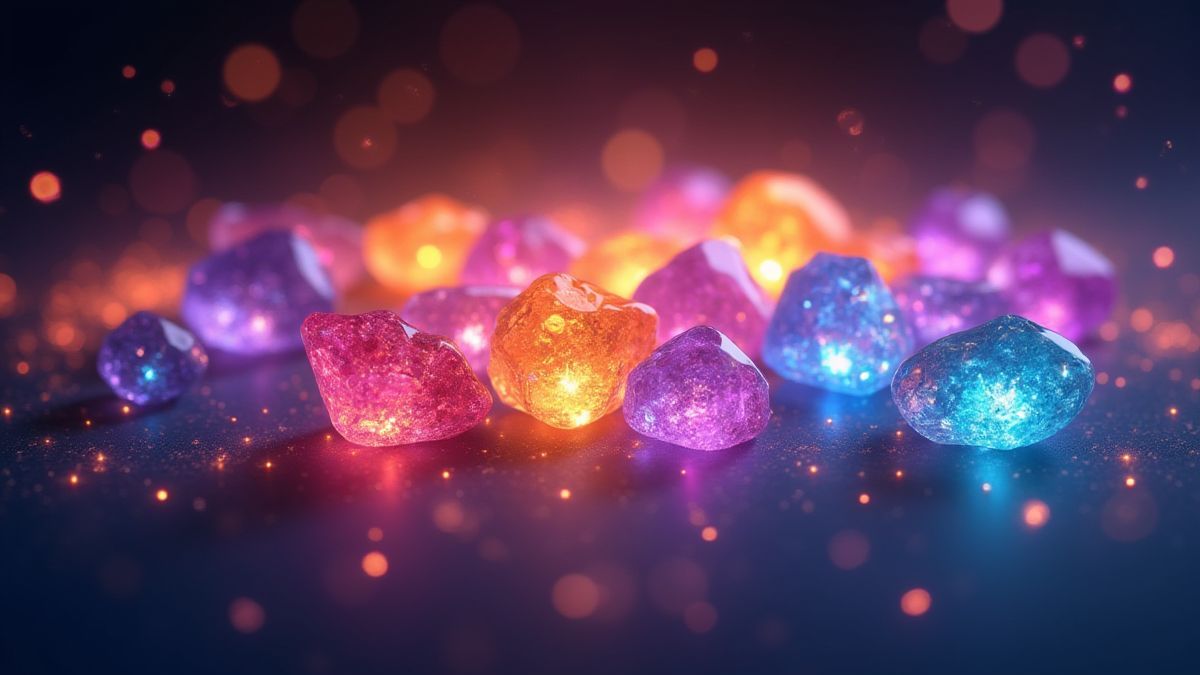 Glinsterende edelstenen omringd door een magische aura