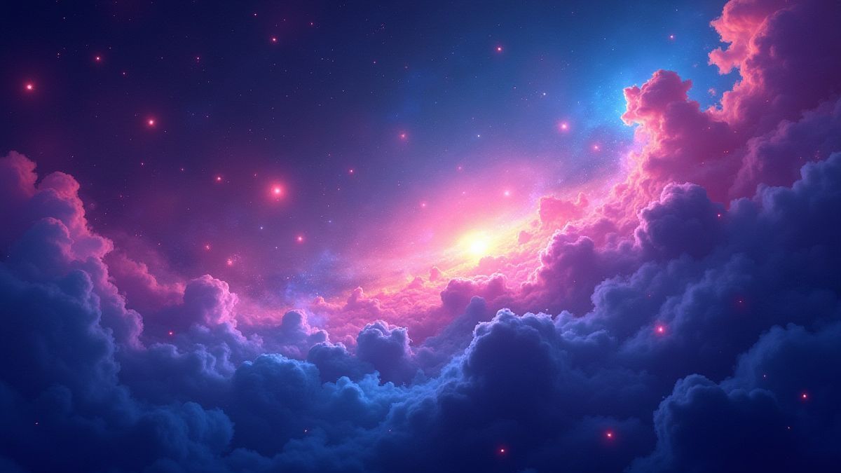 Een magische sterrenstelsel met levendige sterren en een gloeiende aura.