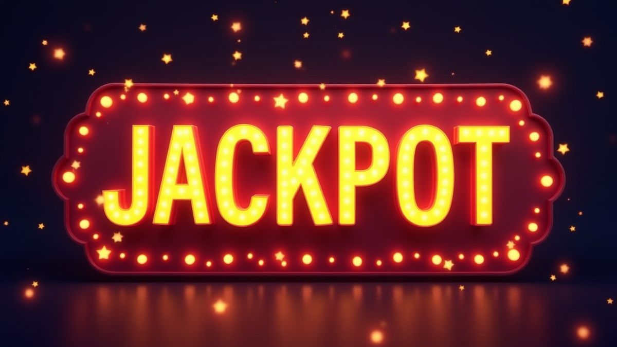 Een stralend jackpotbord omringd door sterren en fonkeling.