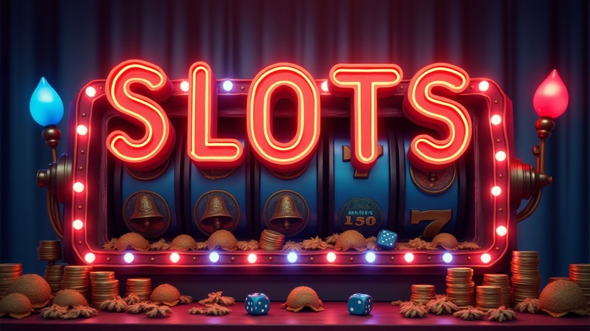 Casino vintage met klassieke symbolen en neonlichten.